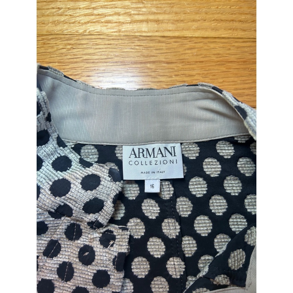 Armani Collezioni Polka Dot Button Front Jacket Gray Black Made in Italy Sz 16 - Picture 2 of 8